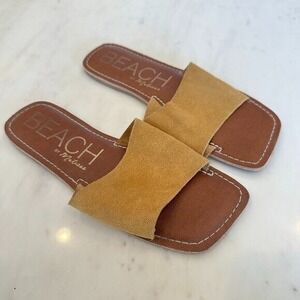 Beach by Matisse Bali Slide Sandal Suede Minimalist Boho Gold Brown Leather 6M